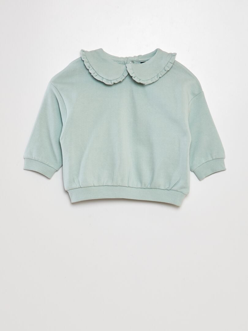 Katoenen sweatshirt met claudinekraag - blauw