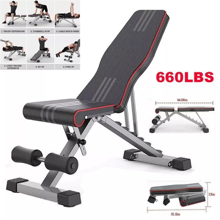 Opvouwbare halterbank, hellingshoek 0-180°, verstelbare multifunctionele fitness ligbank voor training