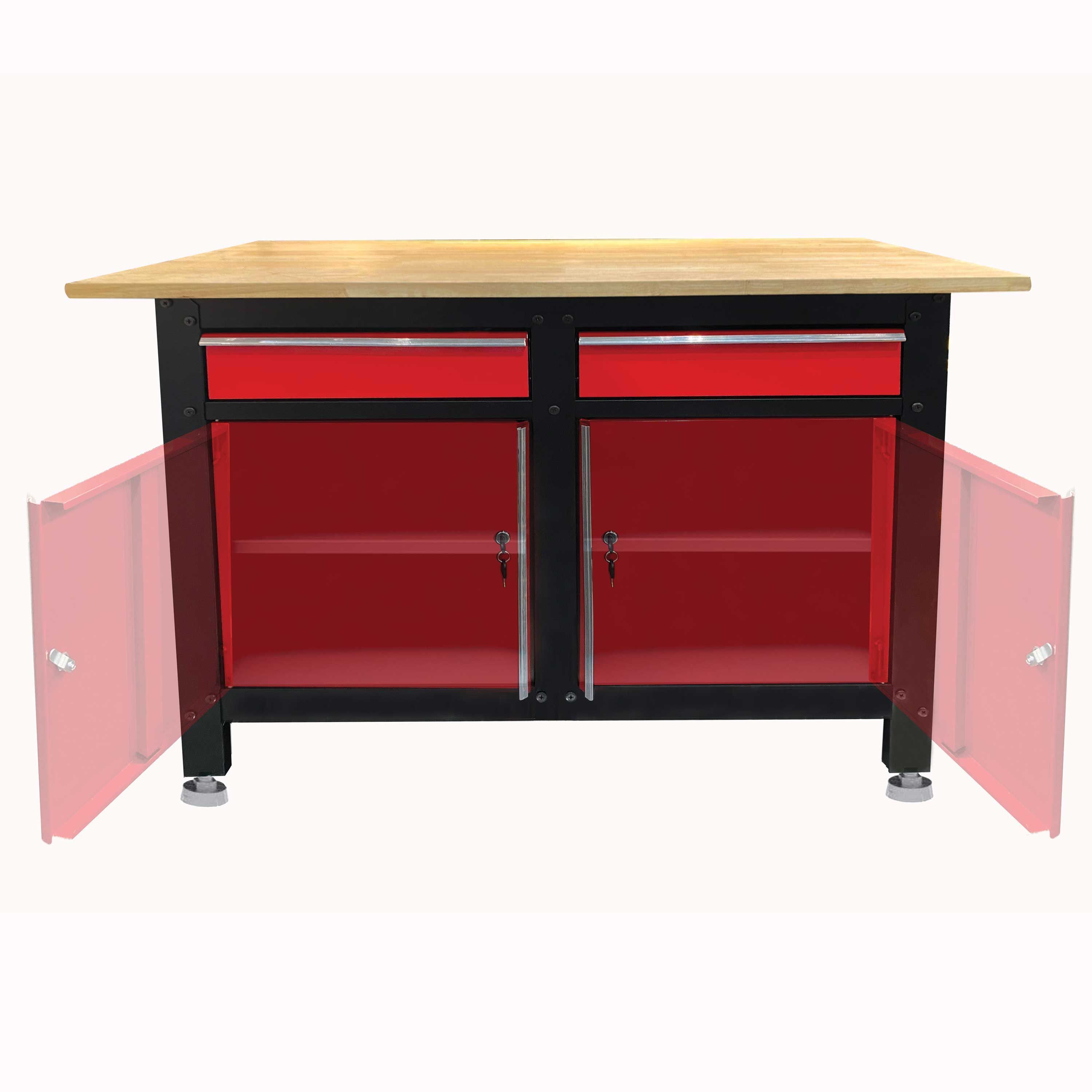 Komplette modulare Werkstatt – DEFPRO – Werkbank und Wandschrank – 190 cm – Stahlrahmen – bis 150 kg – verstellbare Füße