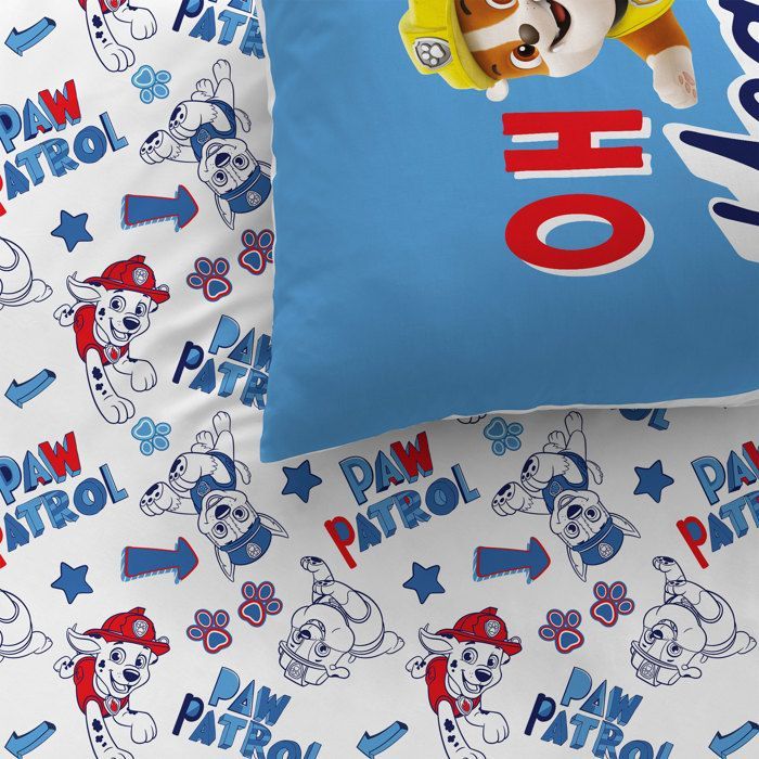 Jogo de cama infantil 100% algodão - CORES DA PATRULHA CANINA - Azul celeste - 140x200+63x63cm