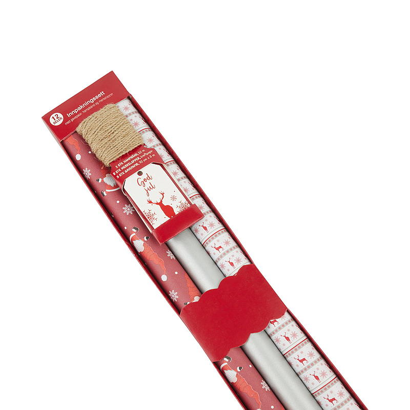 Cadeausets voor thuis: papier, linten en labels, kerstdecoratie