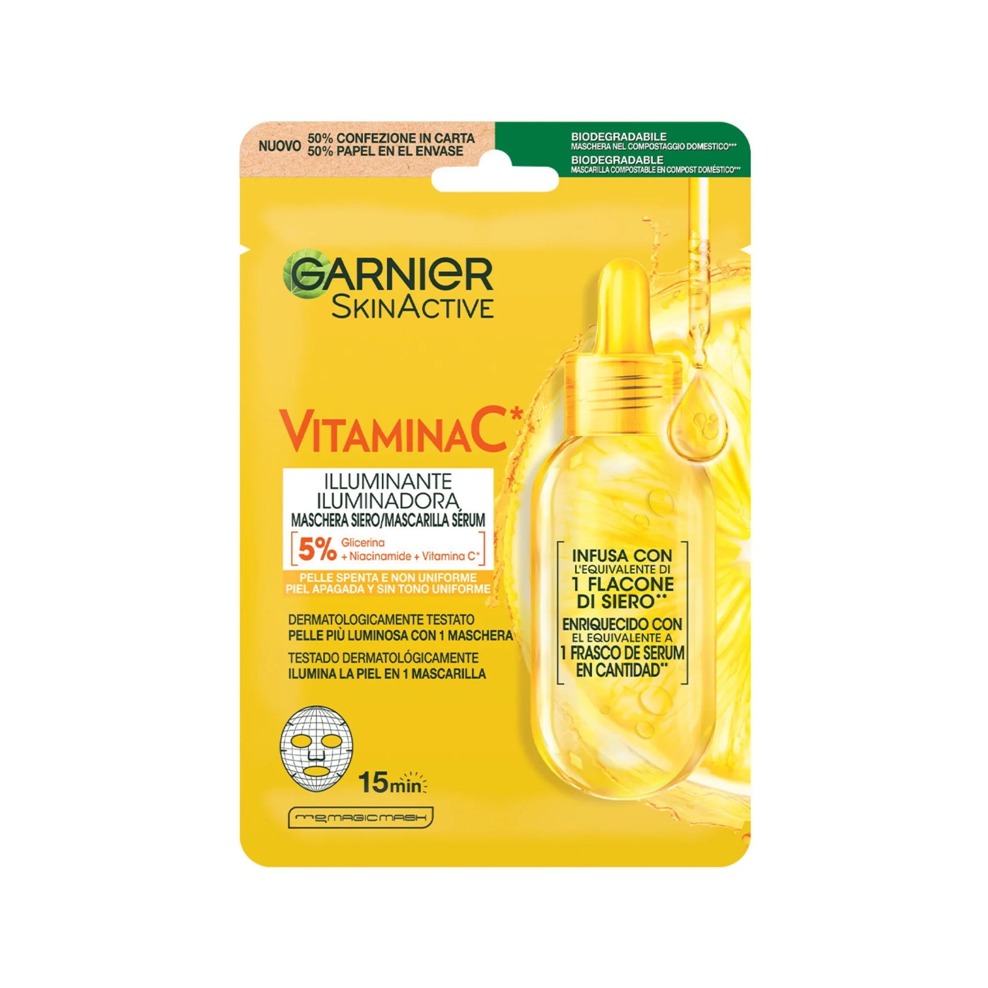 Viso Maschera in Tessuto Vitamina C - Maschera Illuminante viso
