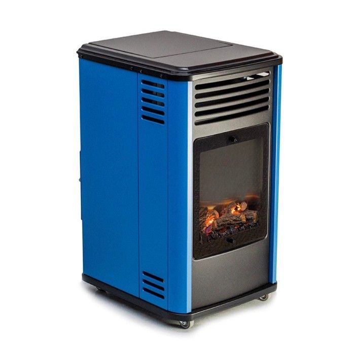 Calentador de gas de 3,4 kW, efecto de llama azul + manguera de gas + regulador de butano, Manhattan Sahara