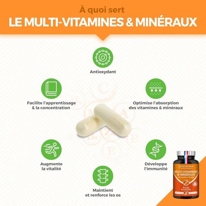 Multivitaminen en mineralen - Energie en vitaliteit - 90 capsules - NUTRIMEA