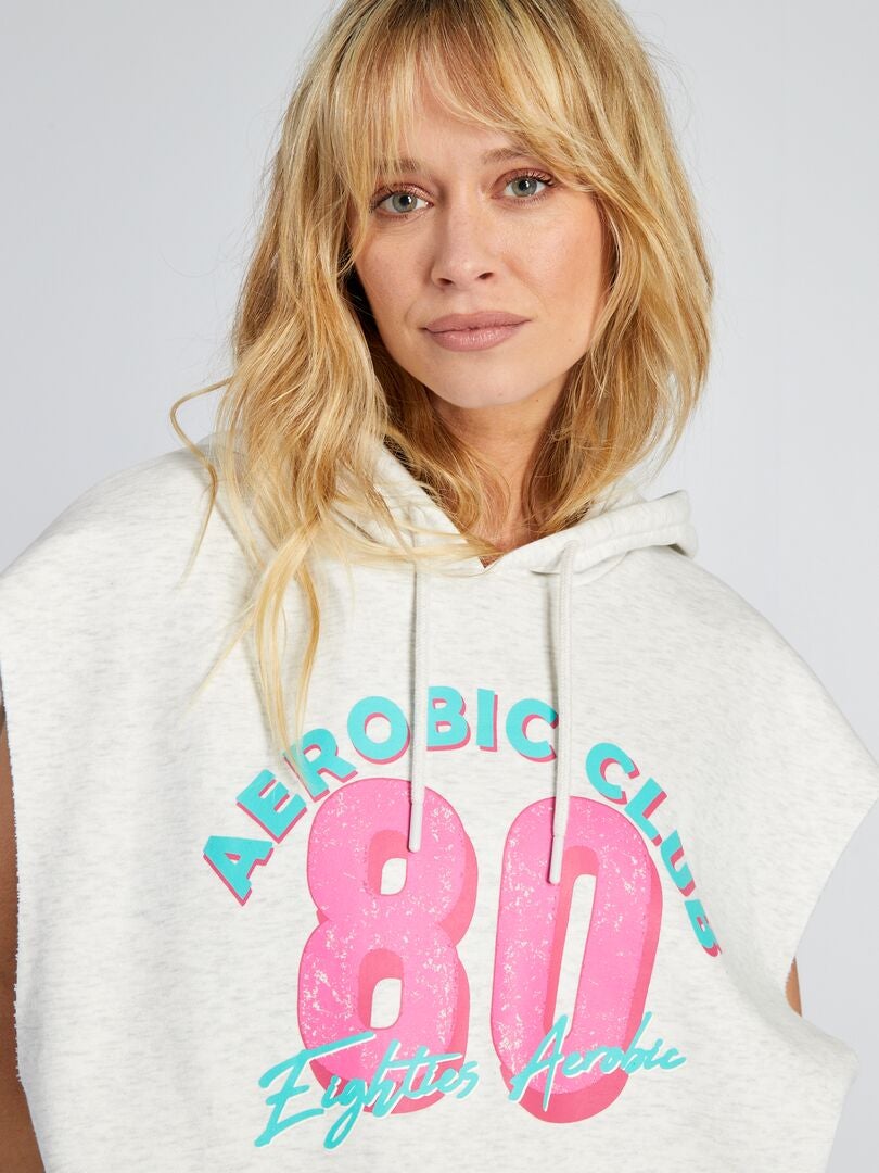 Blusa de moletom sem mangas em fleece - CINZA