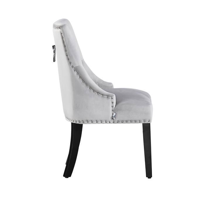 Ensemble de 4 chaises de salle à manger en velours avec dossier – Style design, pieds en bois – Salle à manger et salon