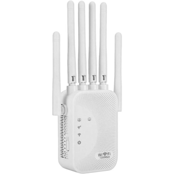 Repeteur Wifi,Amplificateur Wifi,Repeteur Wifi Puissant Avec 6 Antennes Puissantes,Port Ethernet Gigabit,Compatible Avec Les  Label