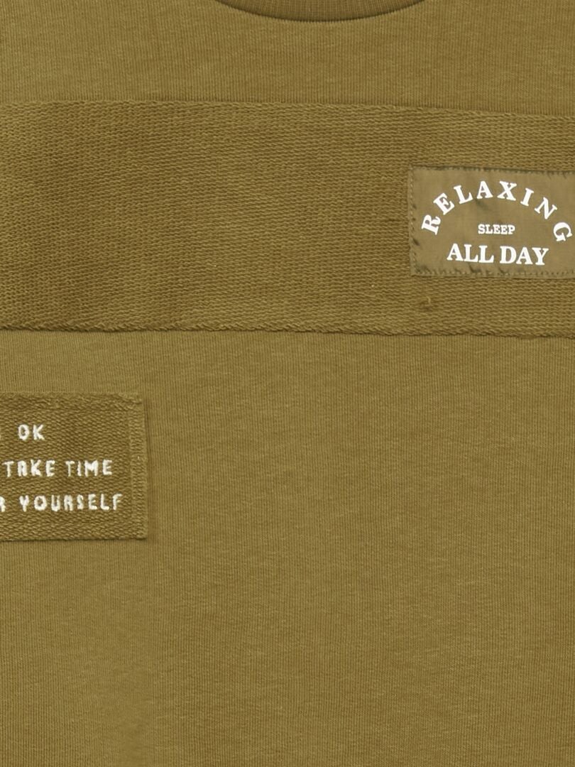 Sweatshirt van twee materialen - KHAKI