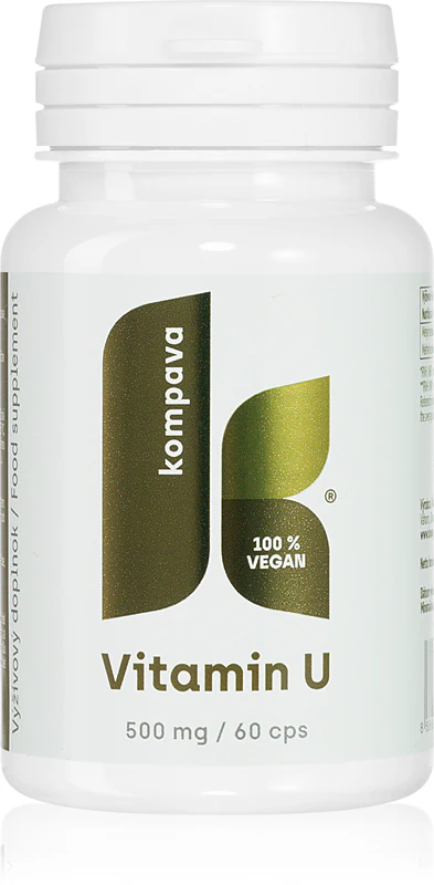 Suplemento alimentar Kompava Vitamina U para sintomas de refluxo e azia.