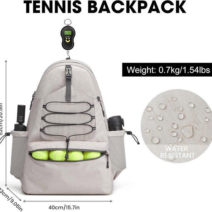 Waterproof tennis bag with compartment for shoes and rackets - Grey