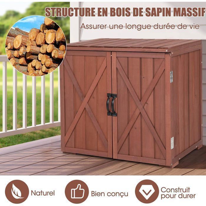 Armario de almacenamiento COSTWAY de madera de pino de 77 x 56 x 72 cm - Puertas dobles con tiradores - Base elevada - Superficie resistente al agua