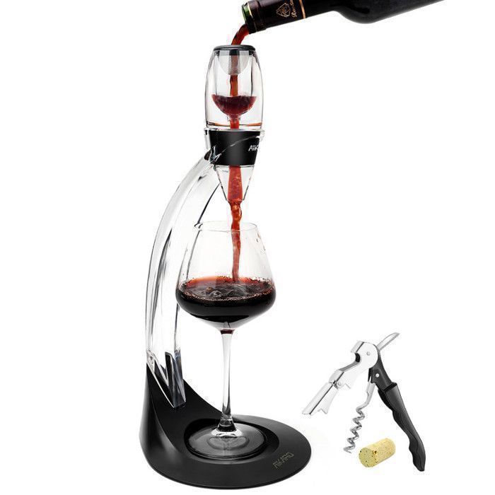 AIKARO - Aireador de vino, decantador de vino con filtro, soporte y sacacorchos (kit)