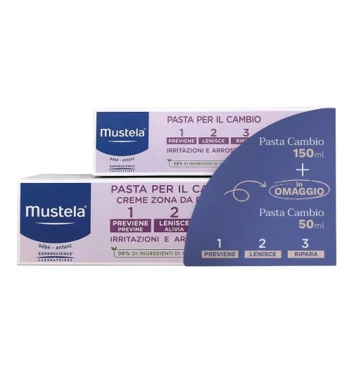 MUSTELA Mustela vahetuspasta 150 ml + 50 ml kolmekordse efektiga