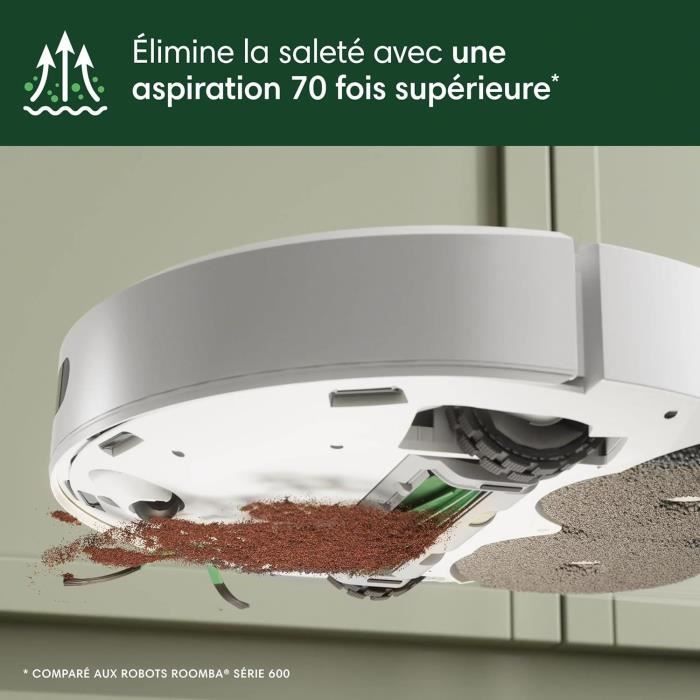 iRobot Roomba Plus 405 Combo Robot + AutoWash - Base Multifonction - Lavage et séchage des lingettes - LiDAR Clearview