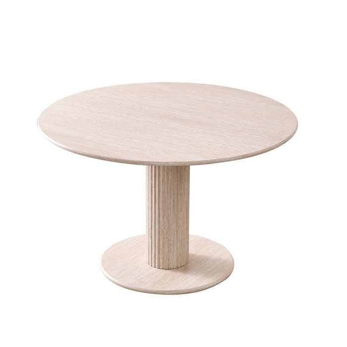 Mesa de comedor - Diseño moderno - Cilíndrica - MDF - Beige claro - 115x75cm