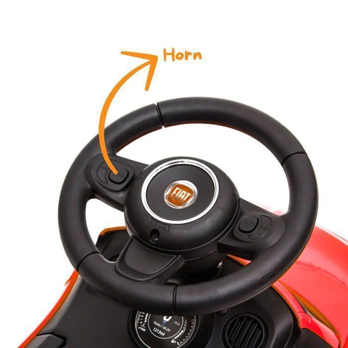Fiat 500 Ride-On Toy for Children 1 to 3 Years Old - Red - Officially Licensed - Horn & Sound Effects - Walking Aid - Storage Box - 25kg