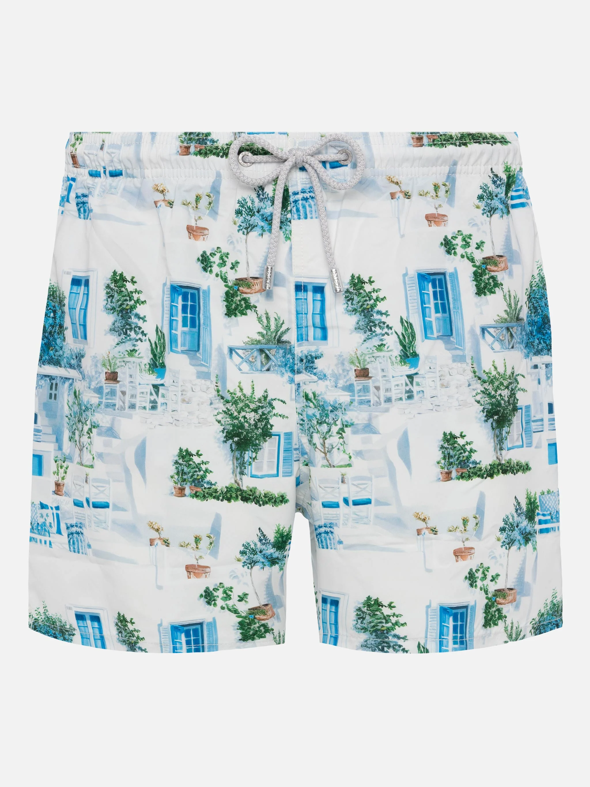 Gustavia midi-badpak met print van Griekse huizen | AI CO-CR