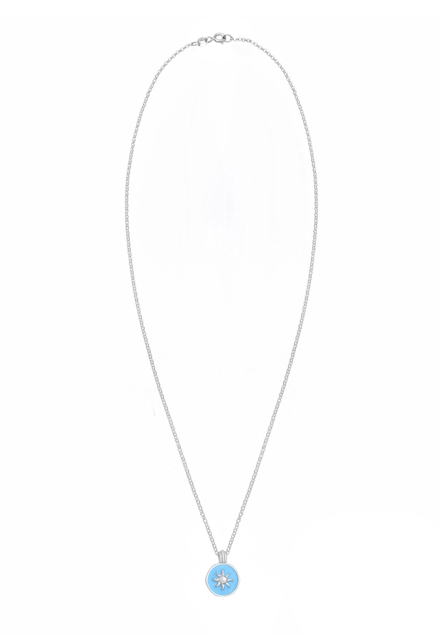 Elli Femmes Pendentif Monnaie Symbole du Soleil avec émail en argent sterling 925