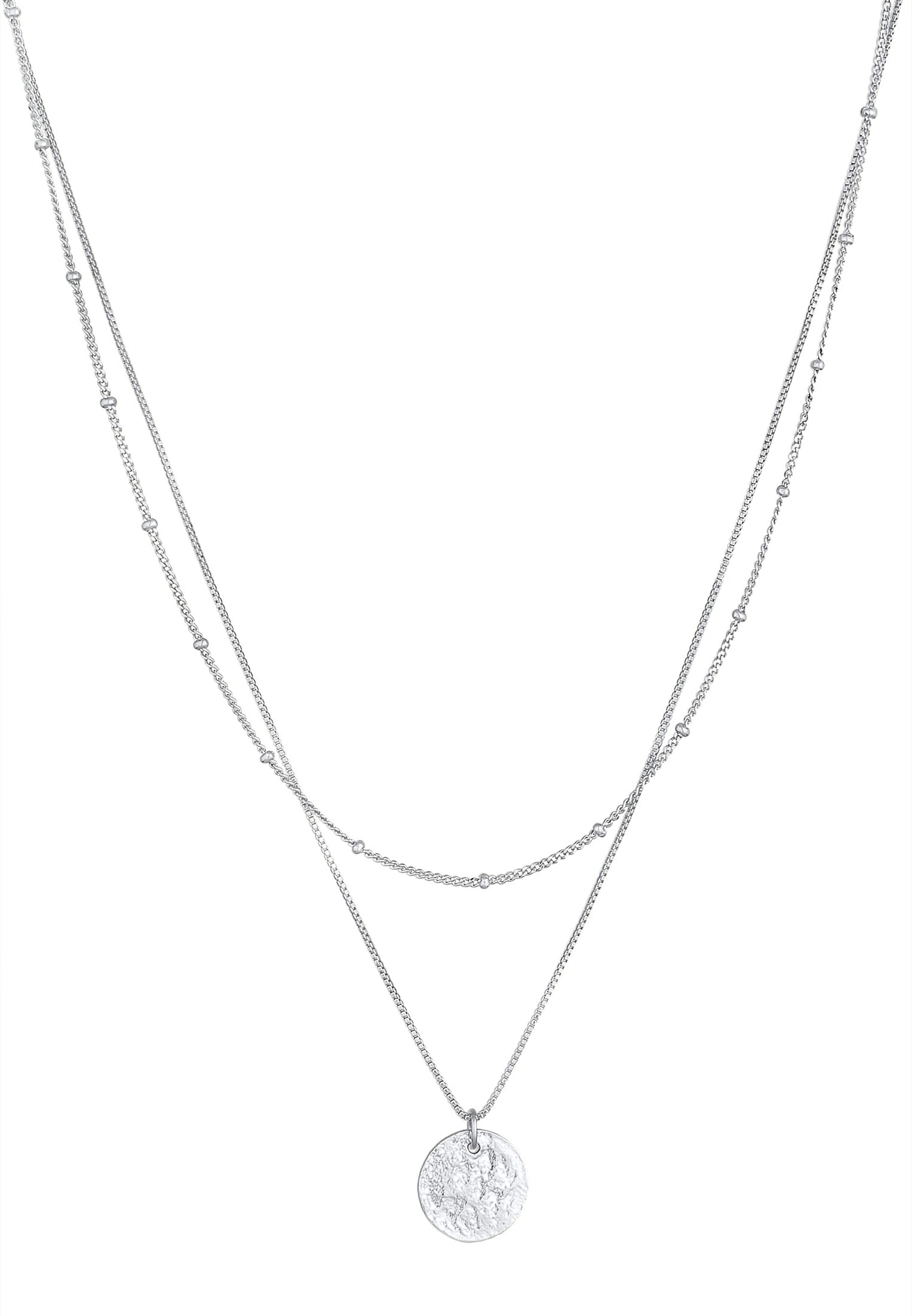 Elli Femmes Boule Plaquette Pendentif Martelé Couches de 2 en Argent Sterling 925