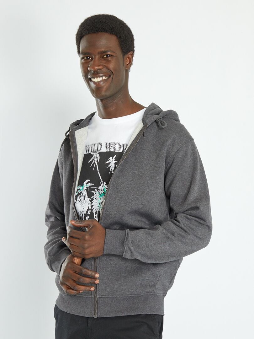 Hoodie met rits - GRIJS