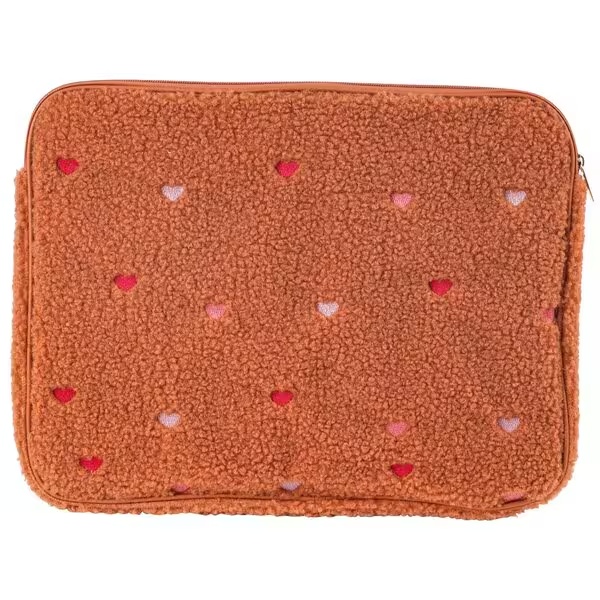 Torbica za prenosnik True Spirit Teddy s potiskom srca, rjava, 38 cm x 29 cm x 3 cm