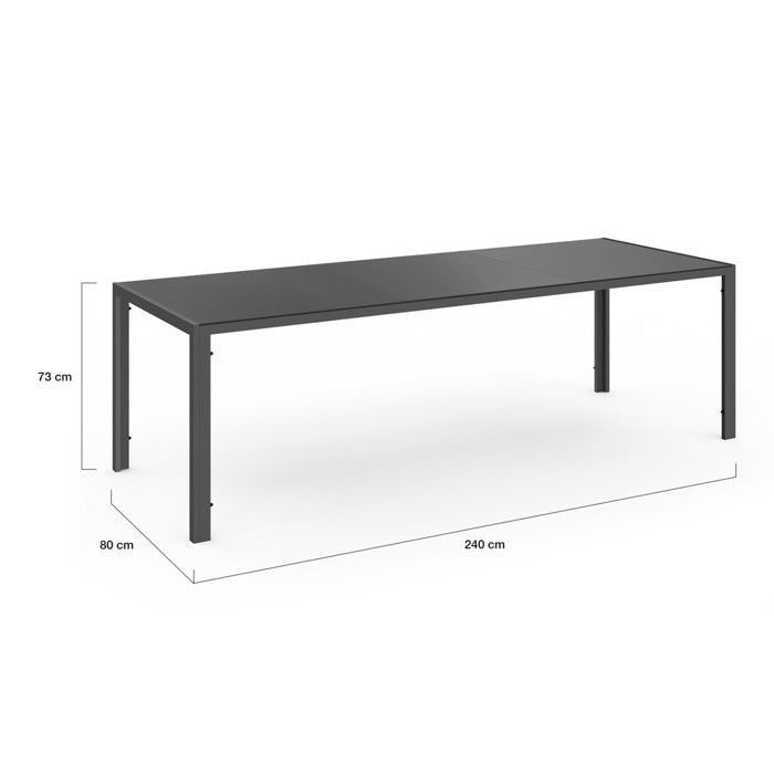 Set di mobili da giardino IDMARKET MADRID: tavolo da 240 cm e 10 sedie impilabili, grigio antracite.