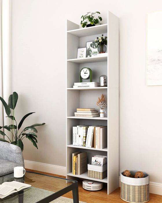 6-Tier Bookshelf, Storage Shelf, Cube-Shaped Unit, for Living Room, Office, Bedroom, Scandinavian Style