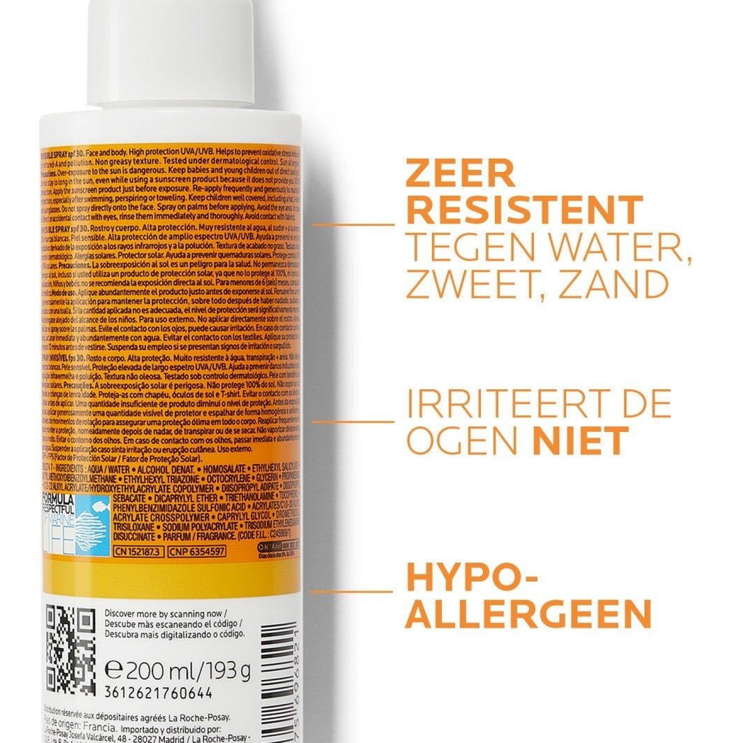 „La Roche-Posay Anthelios“ nematomas apsauginis purškiklis nuo saulės su didele apsauga SPF 30, 200 ml