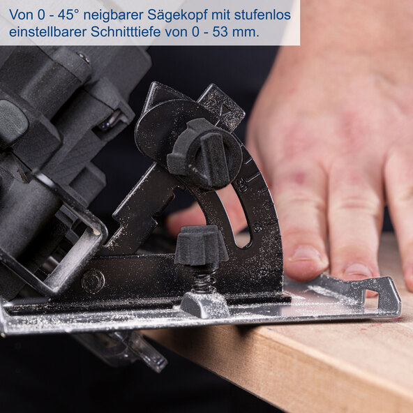 Draadloze cirkelzaag C-HCS-165-X, inclusief accu en oplader.