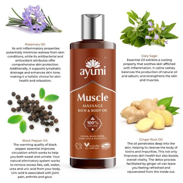 Aceite para masaje muscular Ayumi Naturals 250 ml