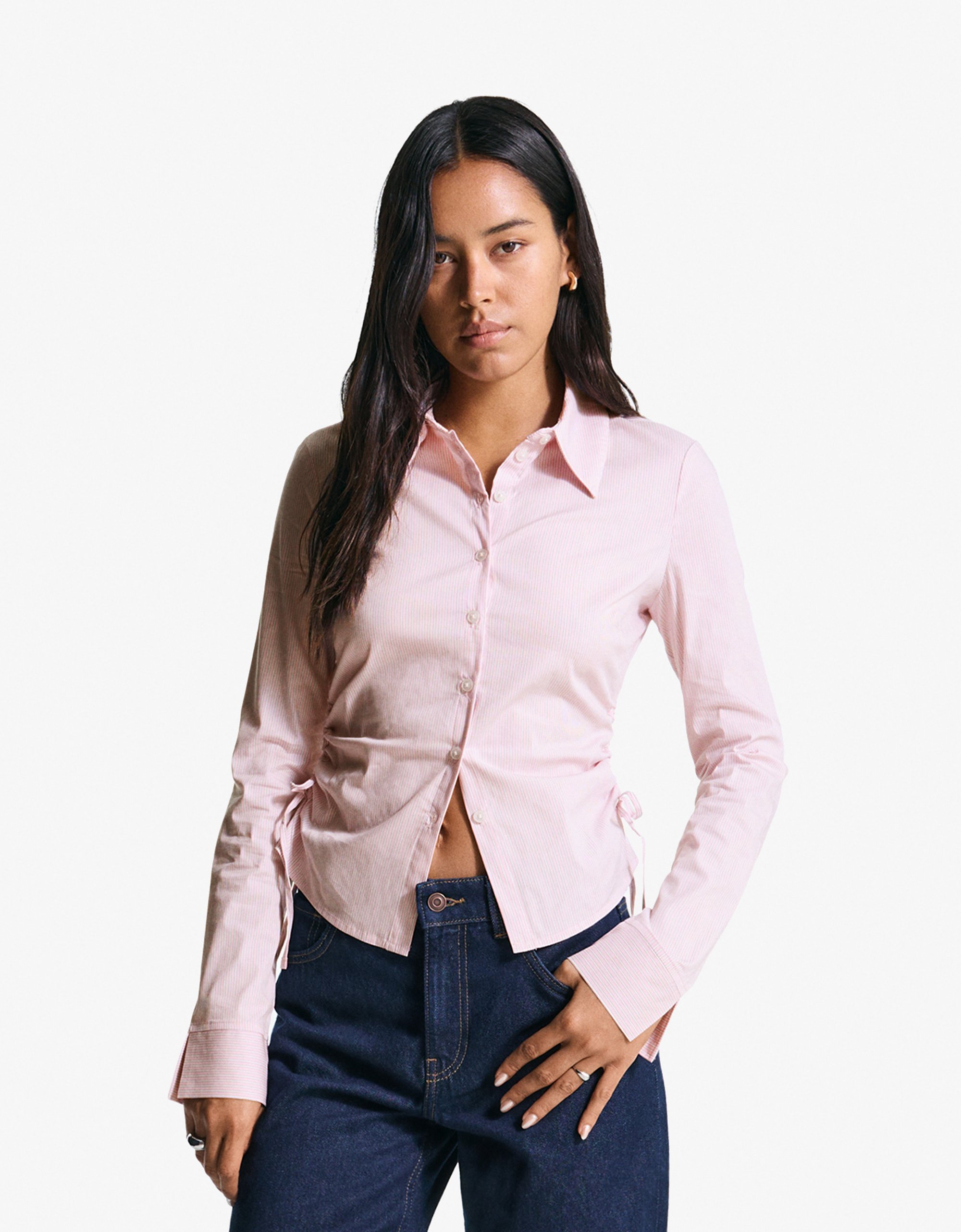 Bershka blouse met knoopsluiting - lichtroze