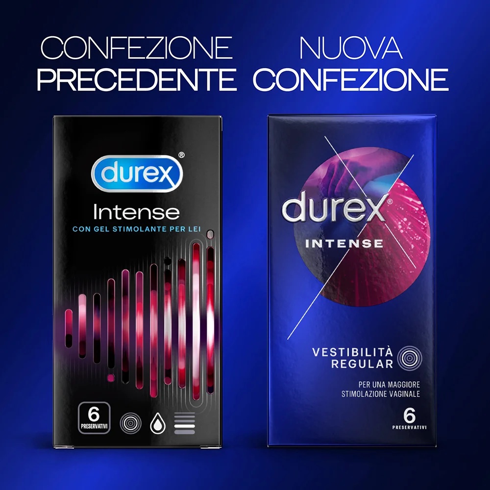 Durex Intense Kondome, 6 Stück, mit stimulierenden Rippen und Anti-Aging-Funktion