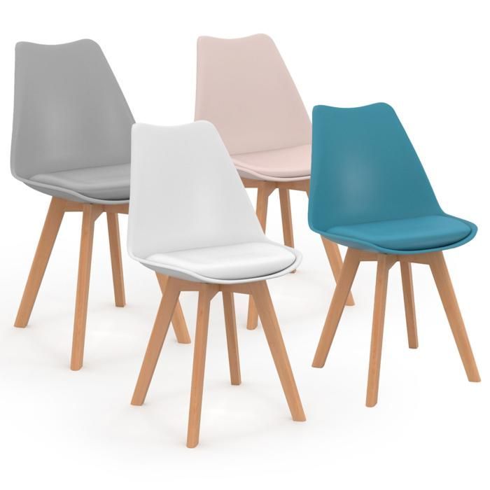 Set di 4 sedie scandinave SARA di IDMARKET, colori pastello misti: rosa, bianco, grigio chiaro, blu