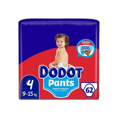 Pañales tipo pantalón Dodot para bebé, 9-15 kg, T4, 62 unidades.