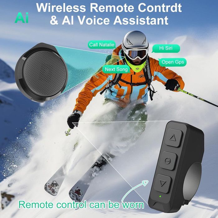 Auricolari Bluetooth per moto, auricolari wireless BT5.3 vivavoce per moto con custodia di ricarica, per sci, arrampicata