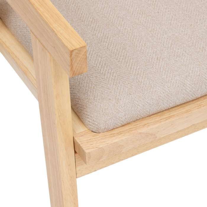 Atmosphera - Fauteuil de table en bois et cannage KOLIA - Beige