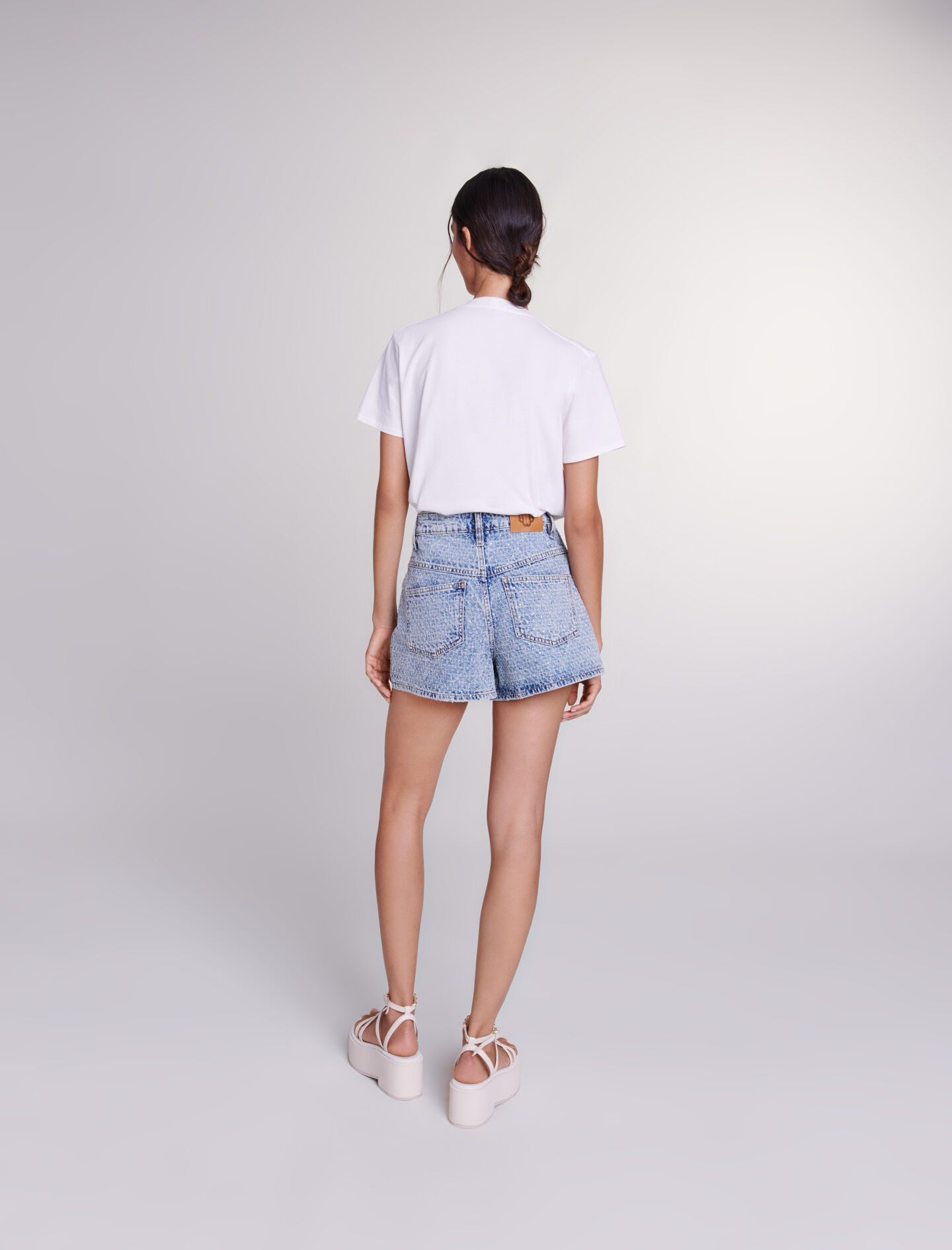 T-shirt versierd met strass-steentjes - Wit