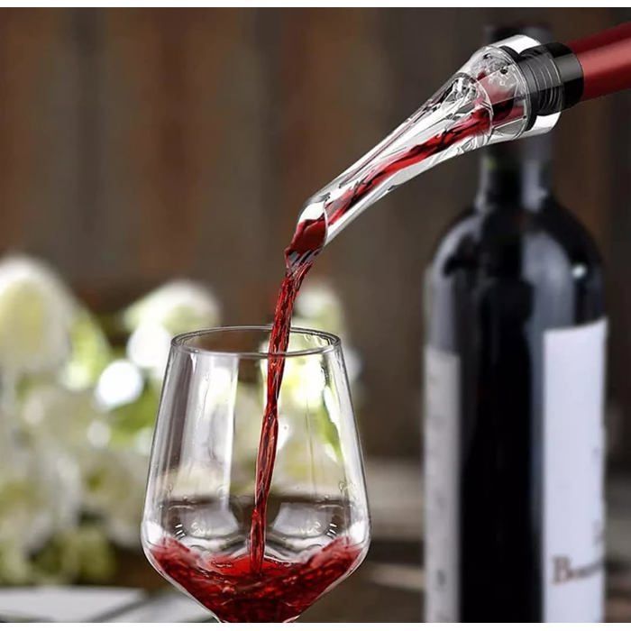 Juego de accesorios para vino - ZGEER - Sacacorchos de palanca - Vertedor de vino - Caja de regalo de madera