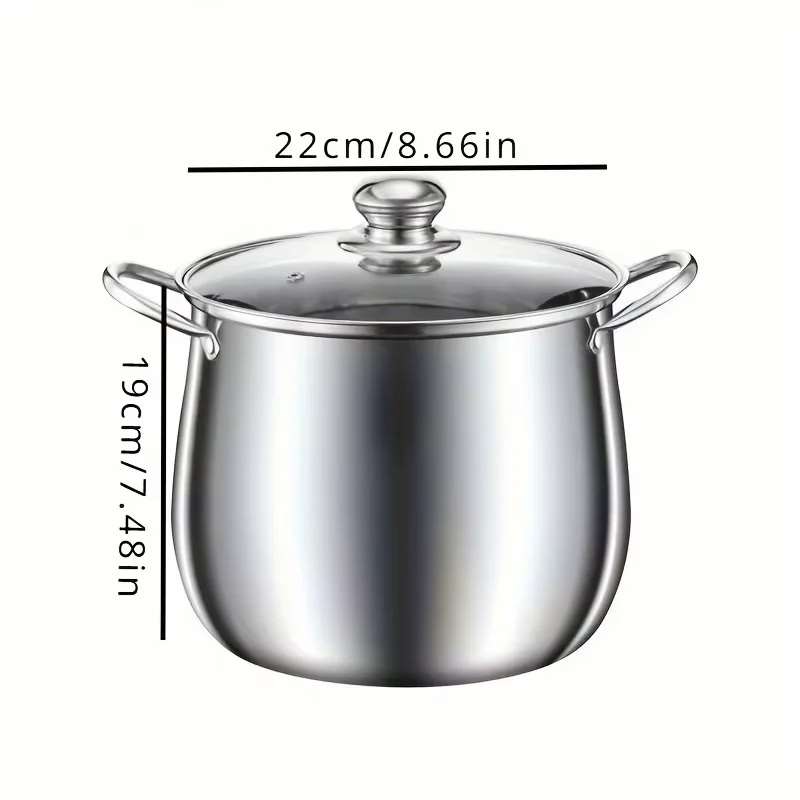 1 marmite en acier inoxydable grande capacité pour soupe, nouilles, ragoûts et soupes de poulet. Compatible avec les plaques à induction et à gaz.