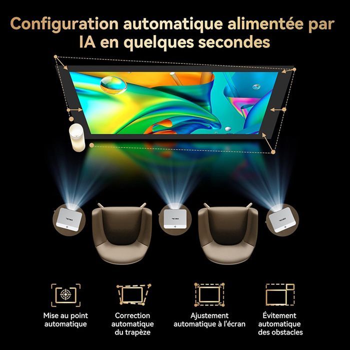 OSCAL PV800 Pro – Tragbarer 4K-Projektor mit Google TV, HDR10+, nativem Full HD, Autofokus und Wi-Fi 6