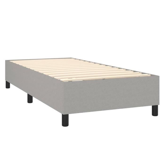 Base de cama - AKOZON - 100x200 cm - Tejido 100% poliéster - Gris claro - Soporte firme