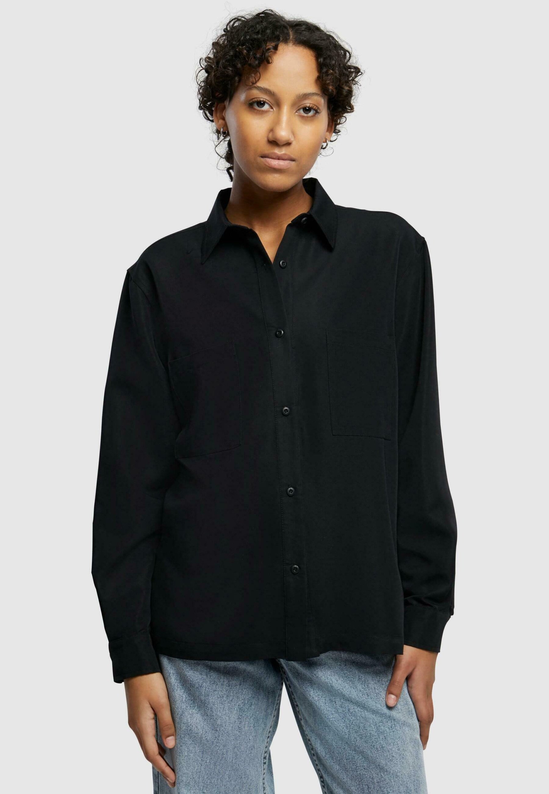 Urban Classics blouse met knoopsluiting - zwart