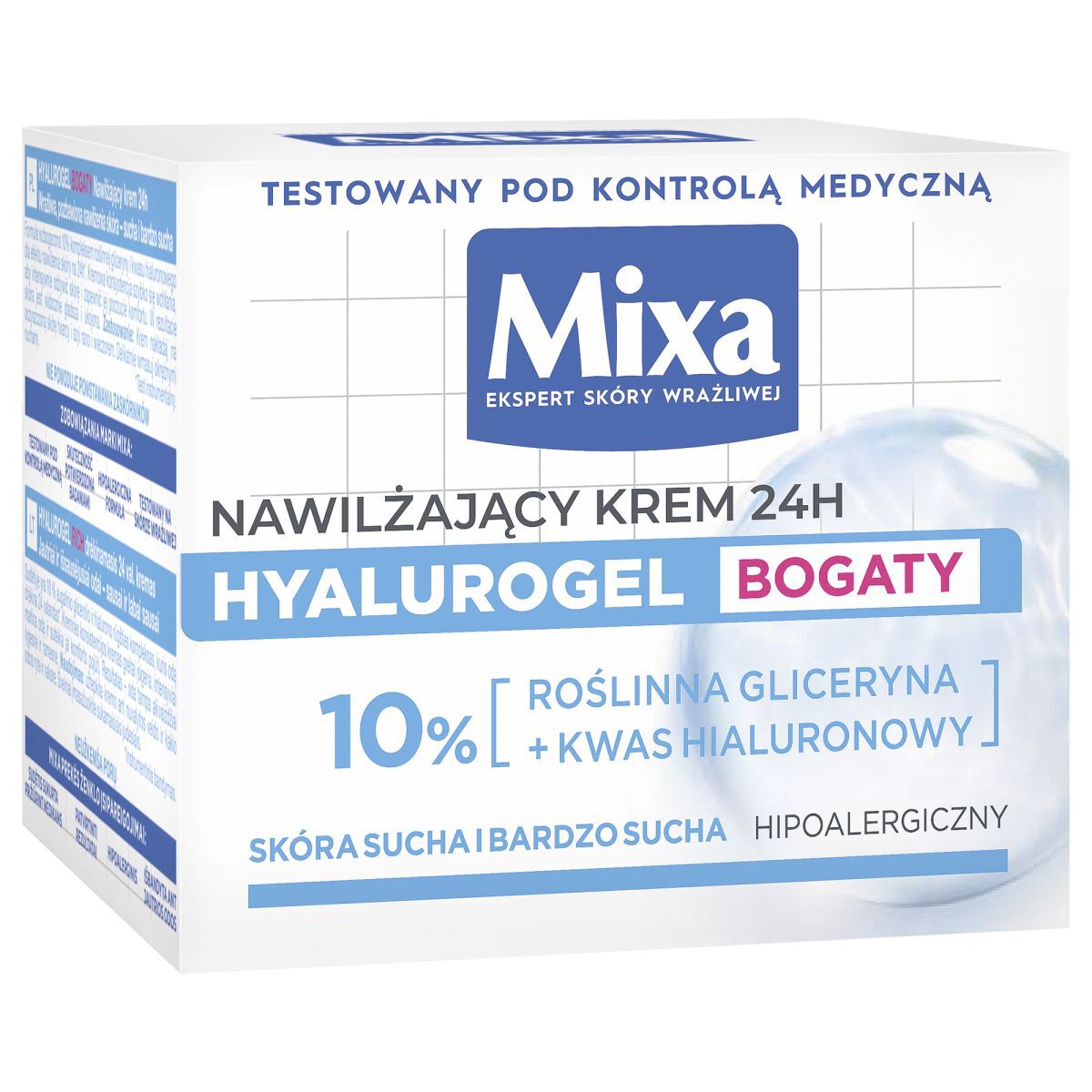 Mixa intensief hydraterende gezichtscrème voor de gevoelige, droge en zeer droge huid 50 ml Hyalurogel
