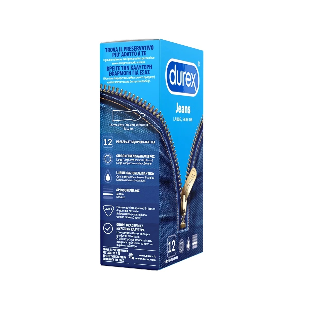 Durex Jeans Kondome mit Easy-On-Form, 6 Stück, transparent und gleitfähig