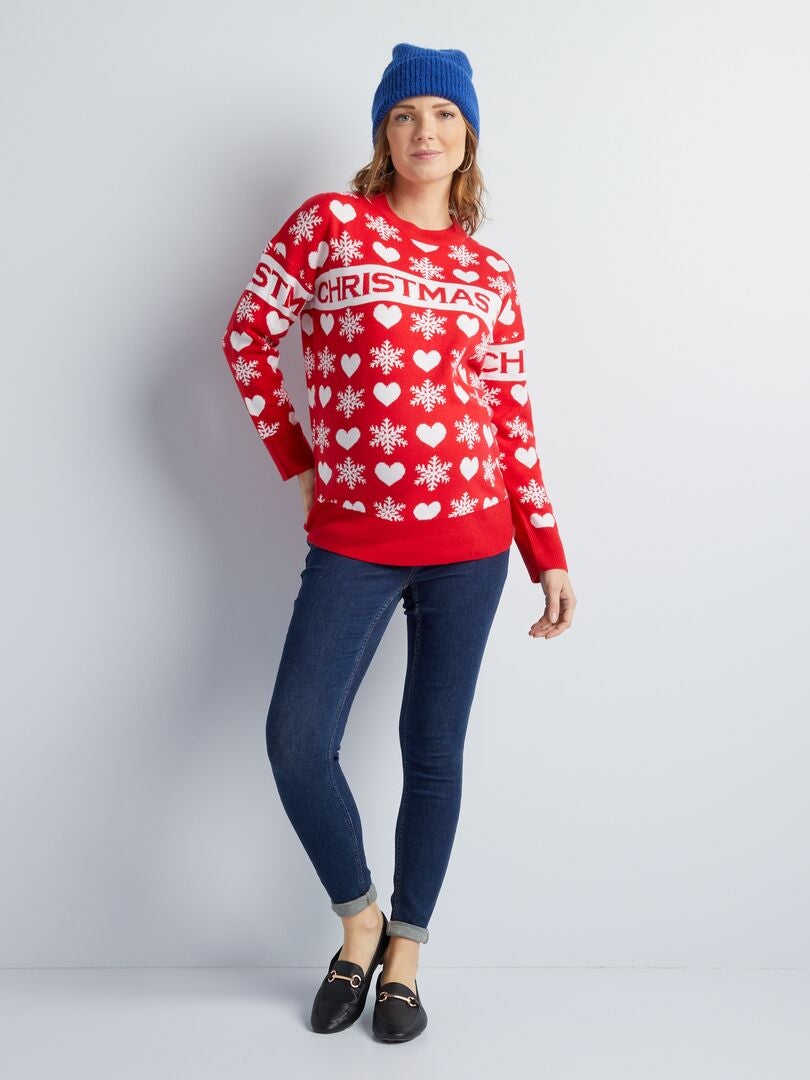 Sweter ciążowy świąteczny - CZERWONY