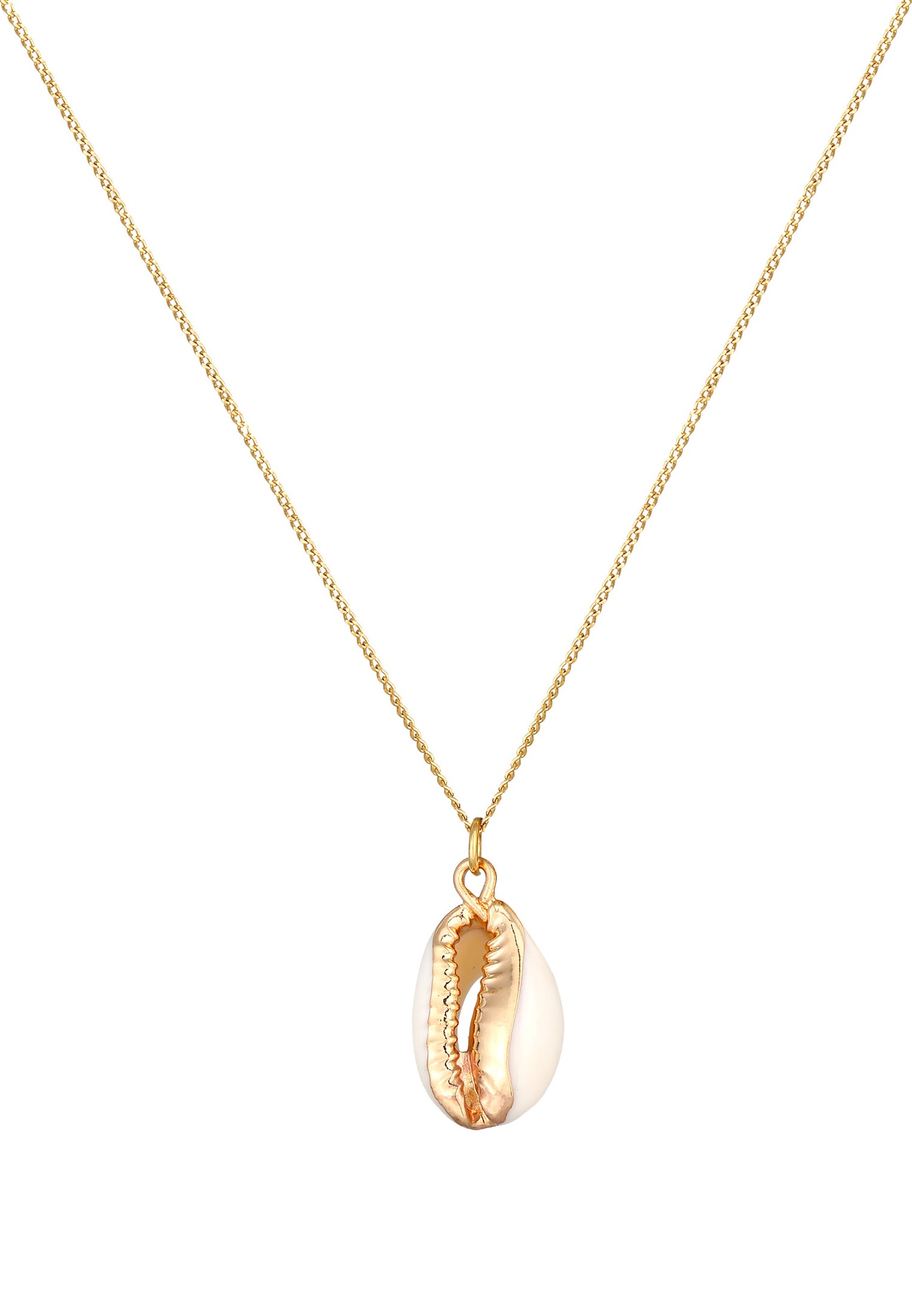 Elli Femmes Pendentif Coquillage Plage Tendance Blogue avec Coquillage Cauri en Argent Sterling 925 Plaqué Or