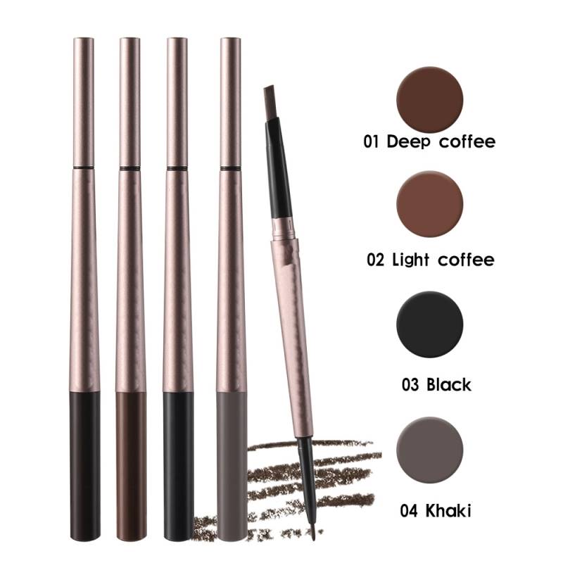4 kleuren Muziek Bloem Merk Make-up Fijne Schets Dubbelzijdige Vloeibare Wenkbrauwpen Waterdicht Tattoo Super Duurzame Wenkbrauwpotlood