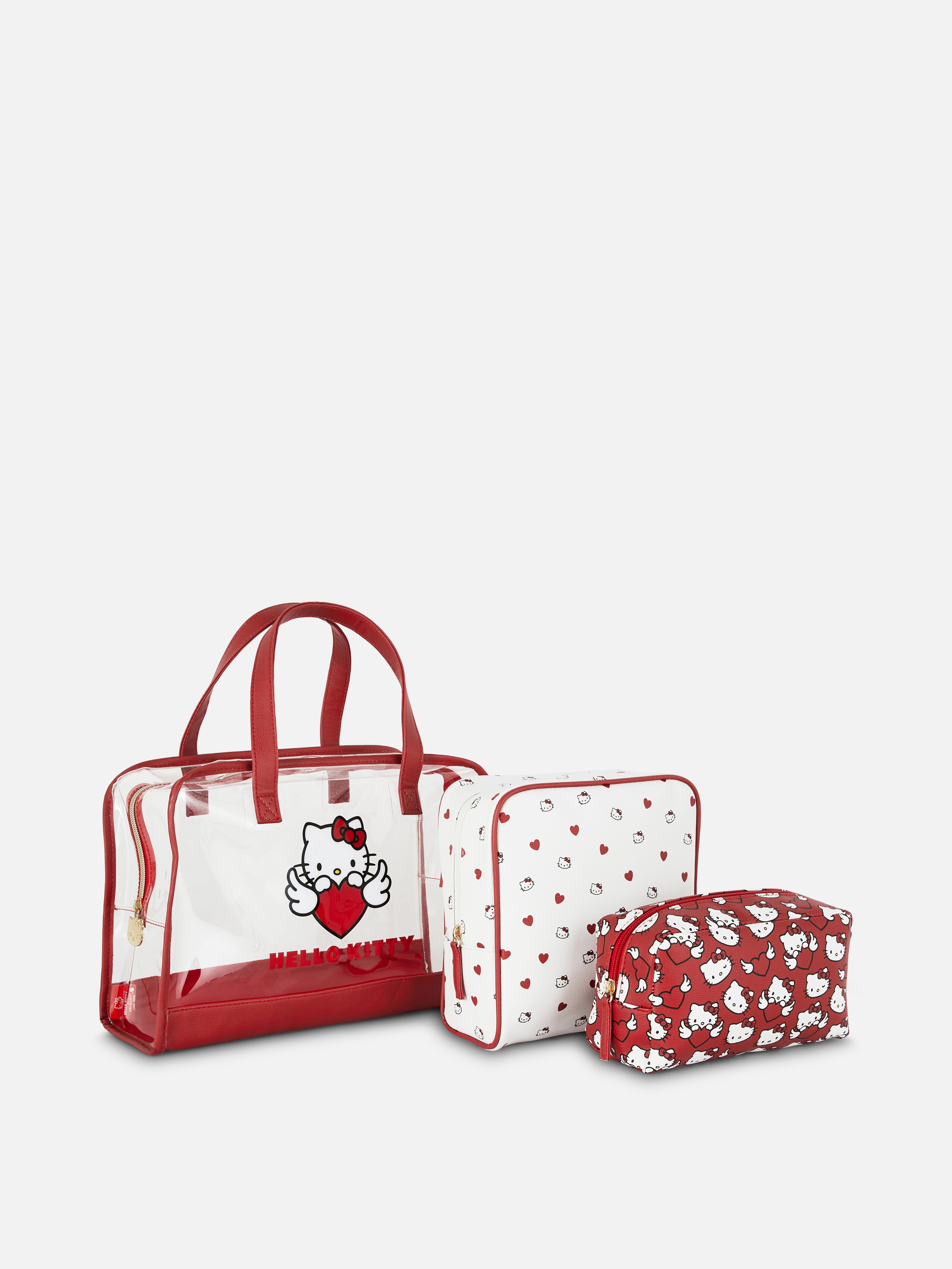 Set de toaletă 3 în 1 Hello Kitty Un set cu trei truse de înfrumusețare și toaletă cu design Hello Kitty