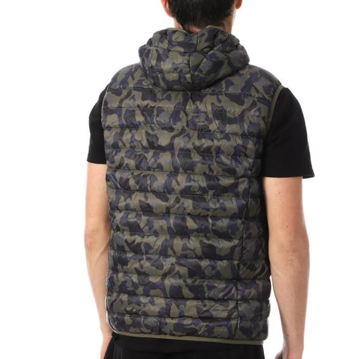 Jaqueta puffer sem mangas Jott Pat Camo masculina em cinza/verde