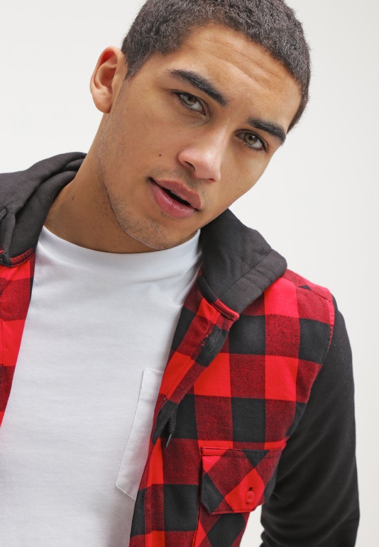 Urban Classics CHECKED - Mikina na zip - black
